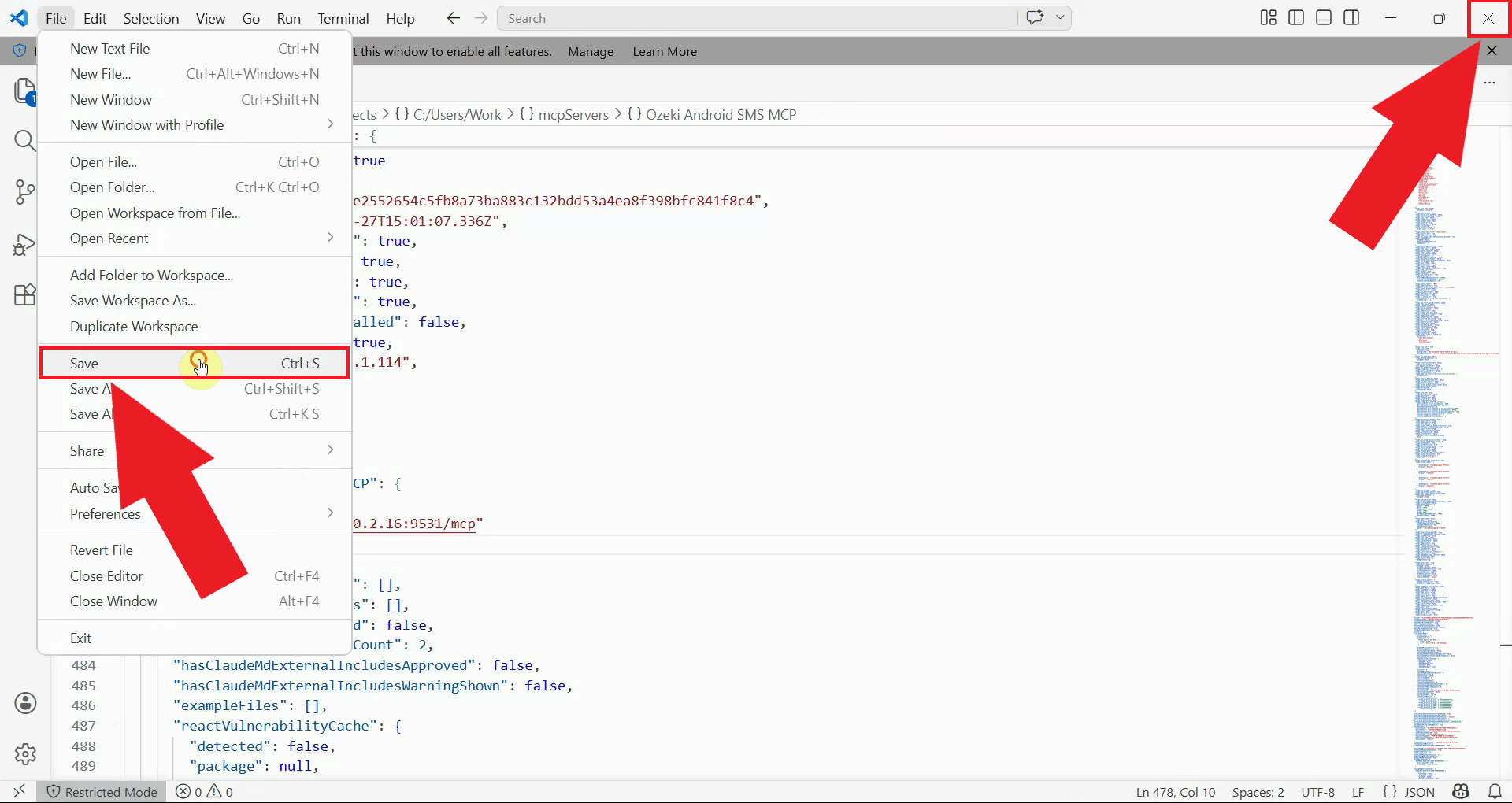 Save config and exit text editor