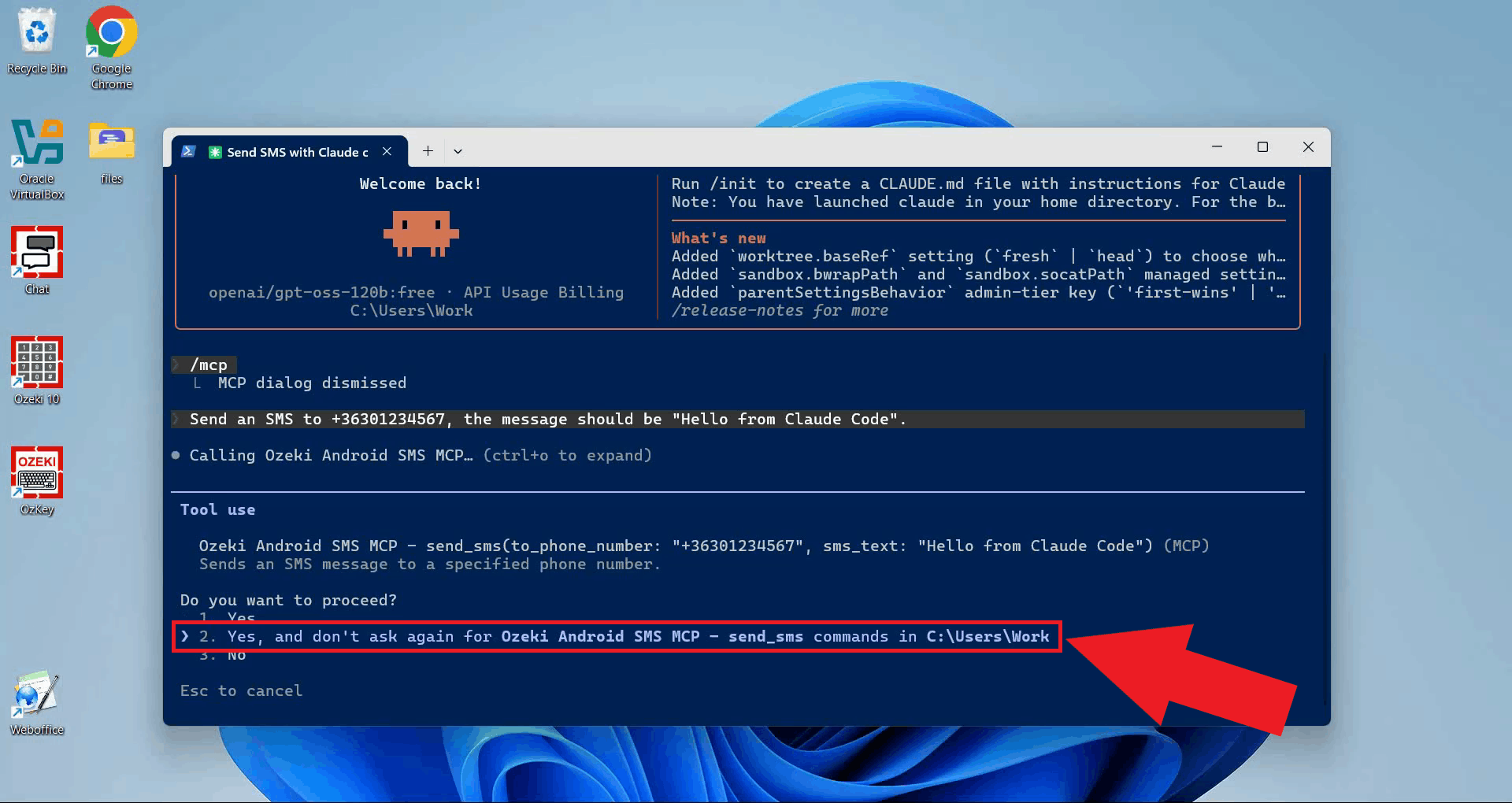 Allow tool use if prompted