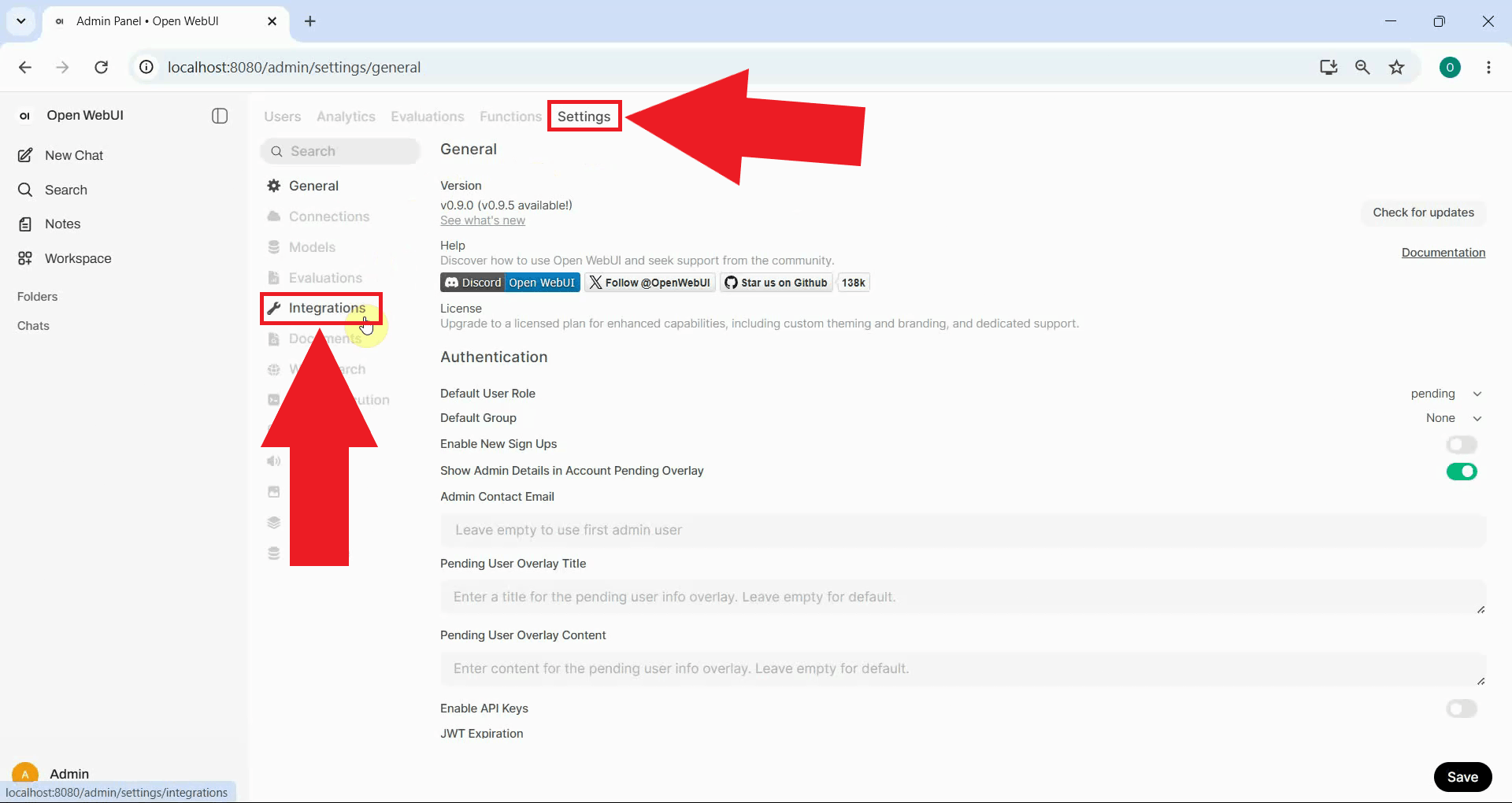 Navigate to Integrations