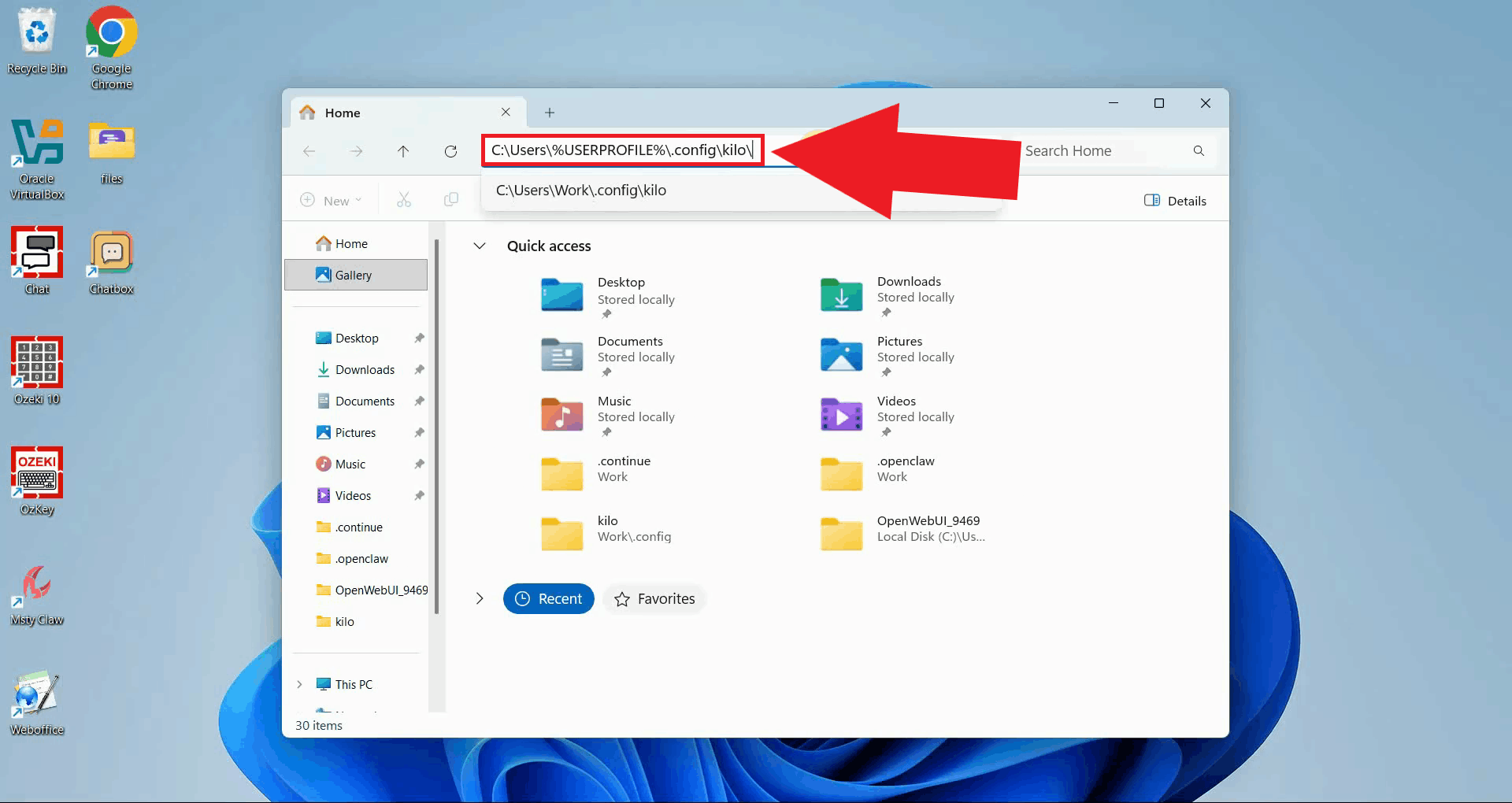 Navigate to Kilo Code config folder