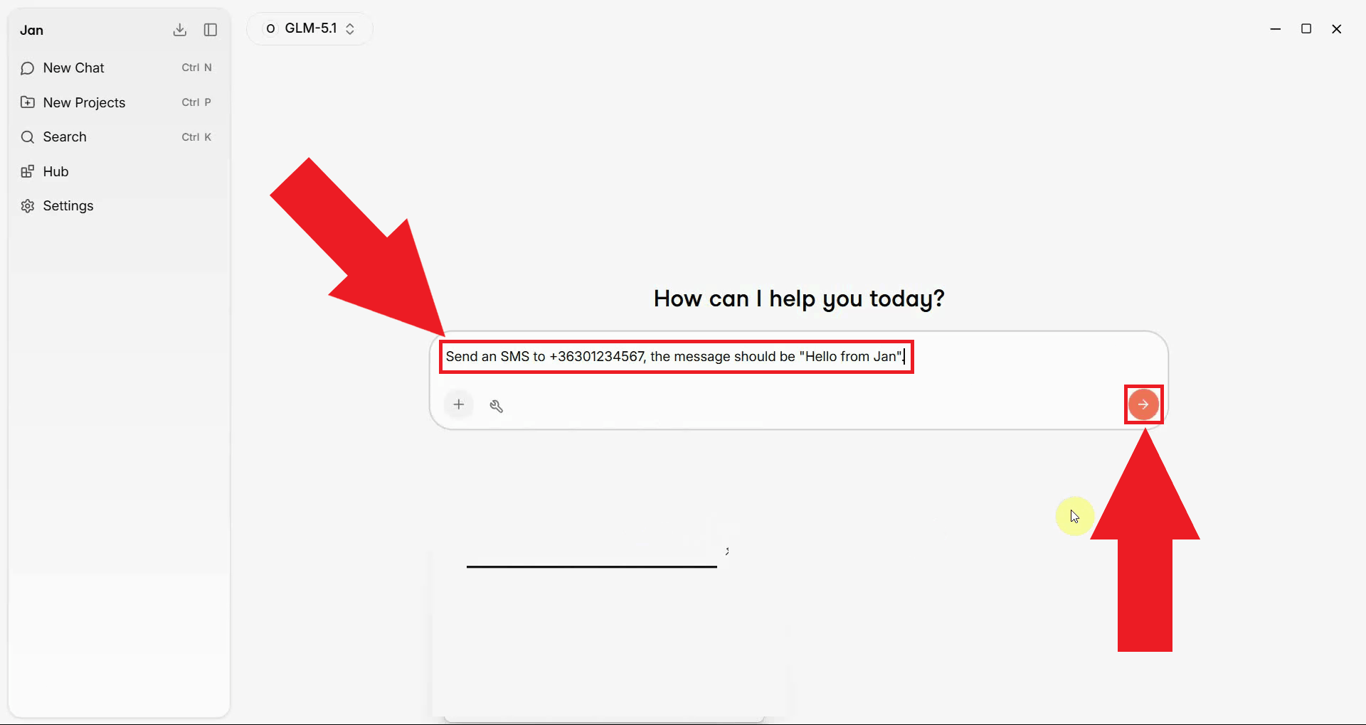Ask AI to send an SMS