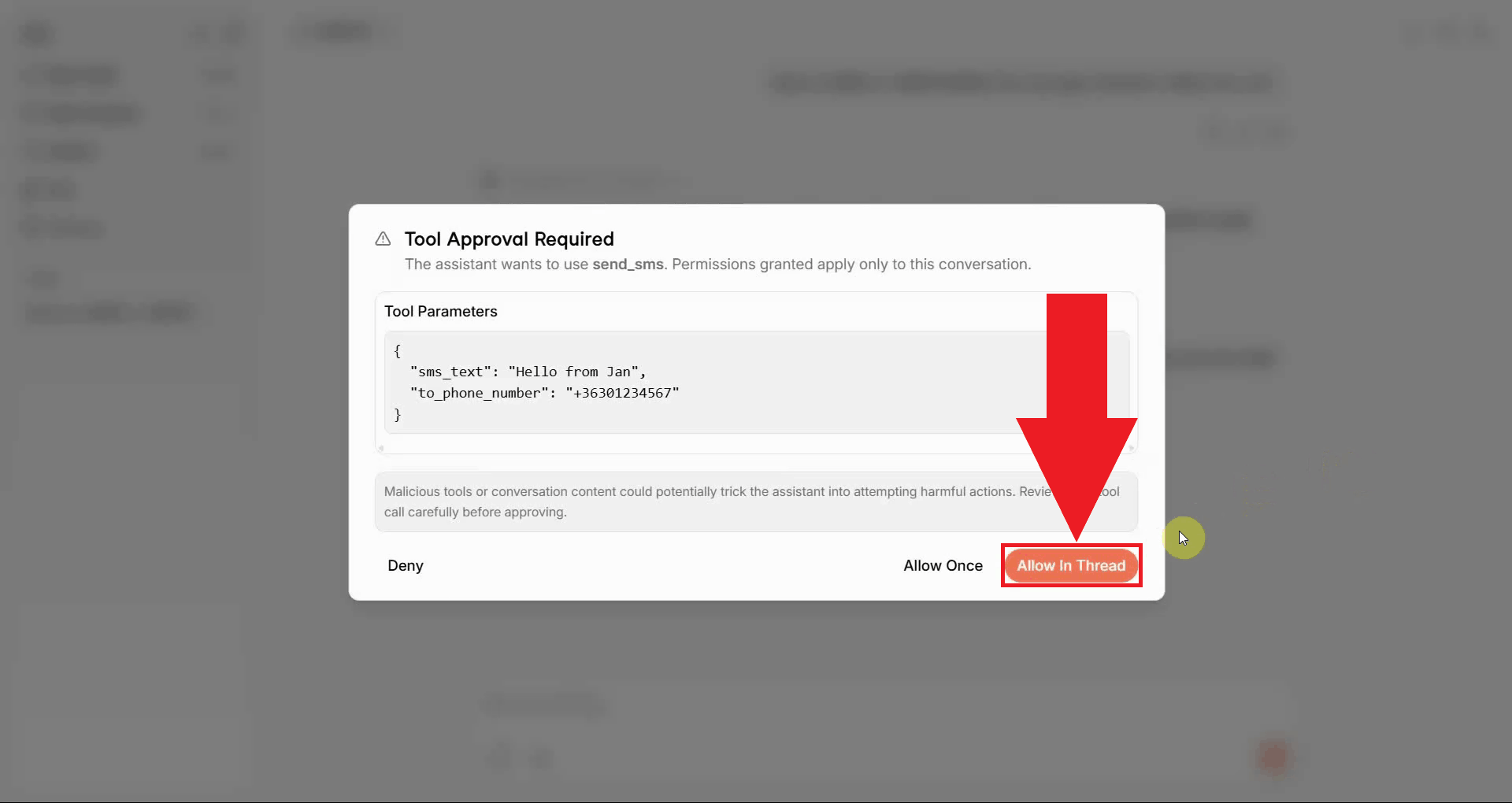 Approve tool use if prompted