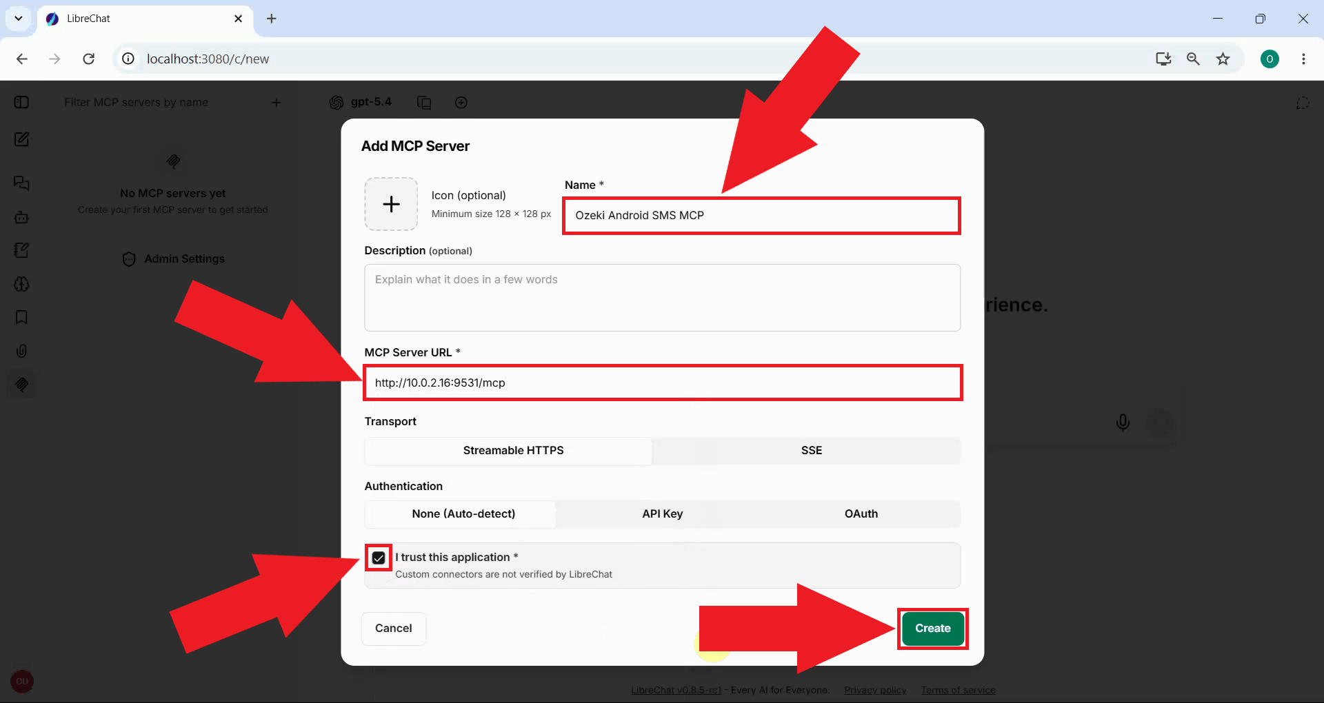 Configure and create MCP server connection