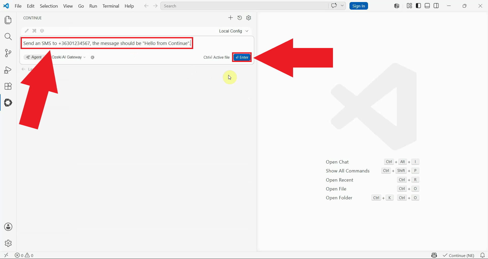 Instruct agent to send an SMS