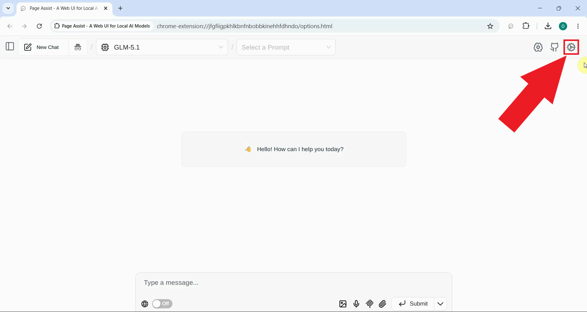 Navigate to Page Assist settings